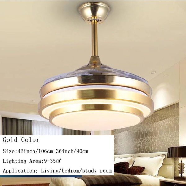 Ceiling Fan Lights Lamps Modern Remote Control 36 42 inch Gold Silver Led lumiere For Dining room Bedroom Fan Lighting - Image 8