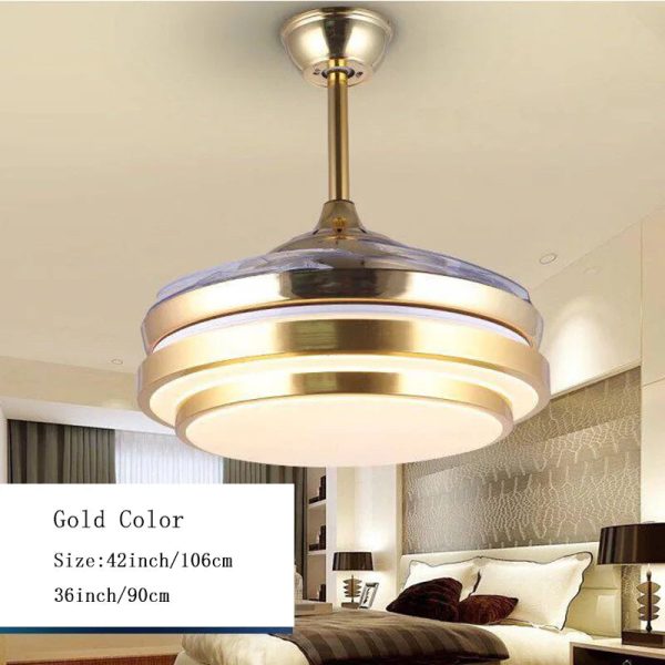 Ceiling Fan Lights Lamps Modern Remote Control 36 42 inch Gold Silver Led lumiere For Dining room Bedroom Fan Lighting - Image 2