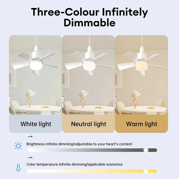 LED 30W Ceiling Fan Light E27 with Remote Dimming Function 85-265V Smart Silent Ceiling Fan for Home Bedroom Living Room - Image 6