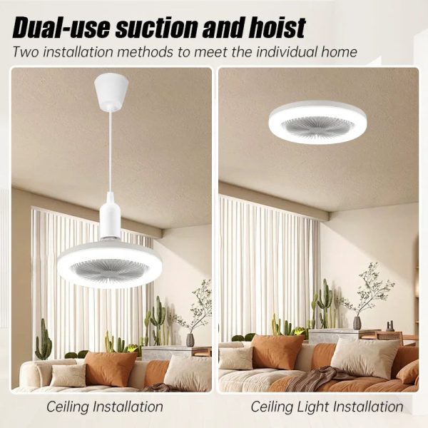 2-in-1 Three-speed Mode LED Fan Light Remote Control Wall Control Bedroom Light Fan Ceiling LED Lamp Bead E27 Screw Fan Light - Image 6