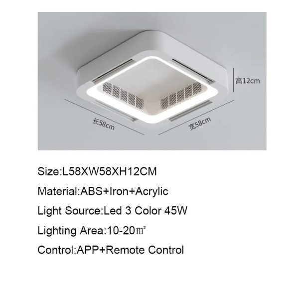 Smart App Ceiling Fan Lamp With Light Bladeless Remote Control Without Blades DC LED Circulator Bedroom Living Room Office Fans - Image 7