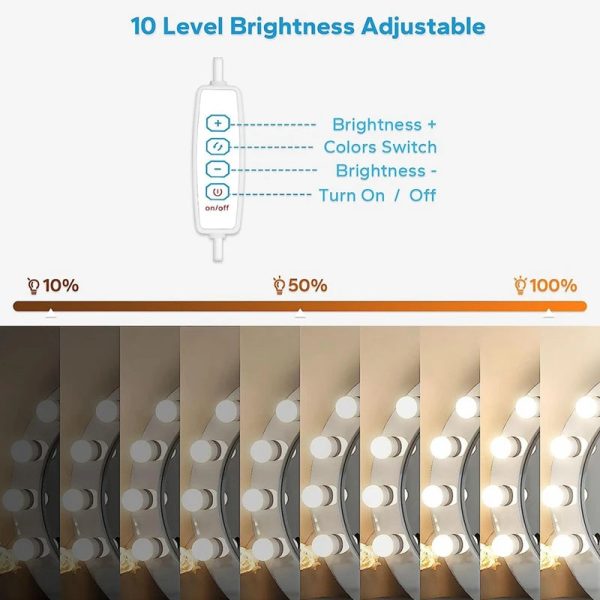 Vanity Light Bulbs For Mirror USB Cable Mirror Lights Vanity Lights Stick On With 10 Dimmable Bulbs, For Makeup Dressing - Image 4