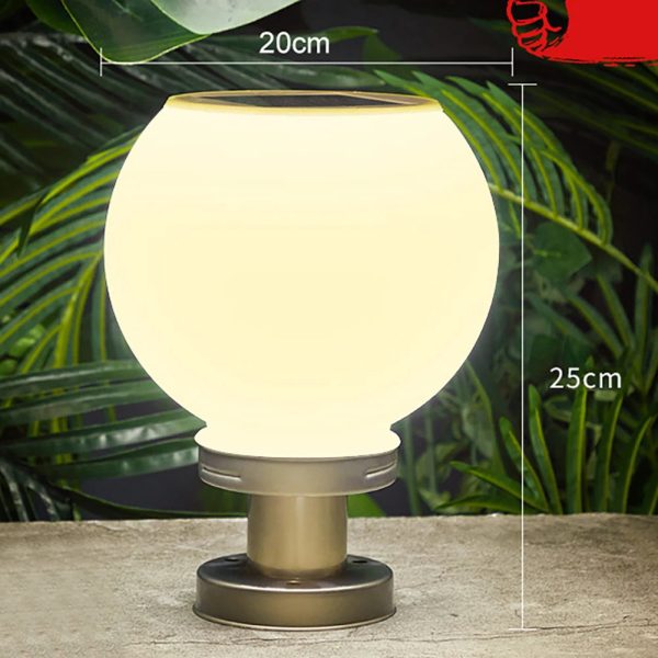 LED Solar Column Head Light Waterproof Courtyard Corner Light Gate Column Lawn Garden Ball Wall Lamp Outdoor Post Light - Image 9