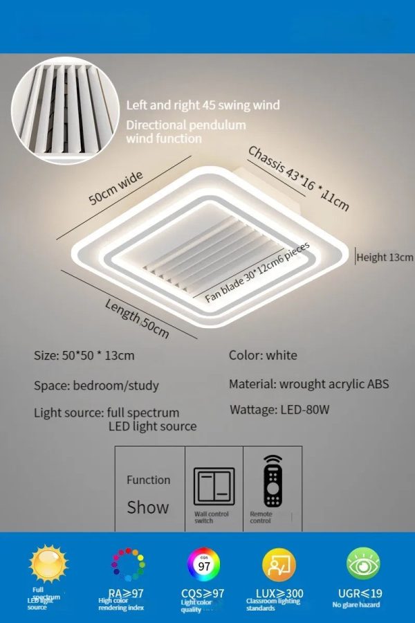 Bladeless Ceiling Fan With Lights Remote Control Modern Fan Lighting For Living Room Bedroom Led Ceiling Fan - Image 10