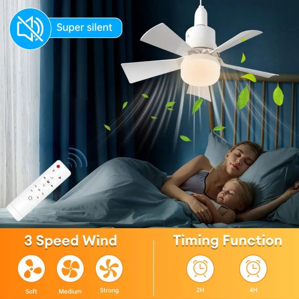 LED 30W Ceiling Fan Light E27 with Remote Dimming Function 85-265V Smart Silent Ceiling Fan for Home Bedroom Living Room - Image 2