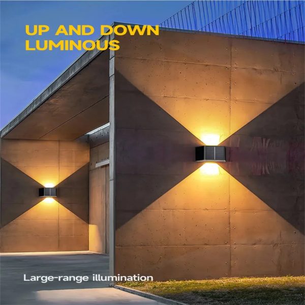 LED Solar Wall Light IP65 Waterproof 100 Lumens Up And Down Illuminate Solar Lamp For Garden Porch Garage Courtyard Gate - Image 5