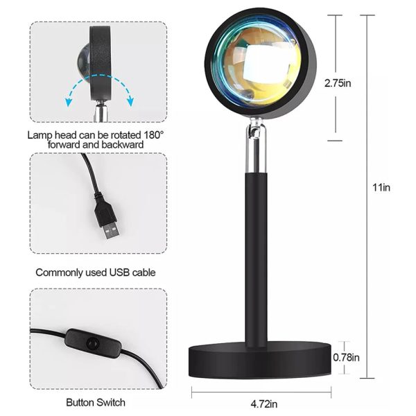 16 Colors RGB Photography Sunset Lamp Led Usb Projector Night Light Remote Neon Bedroom Home Coffee Store Wall Decoration Gift - Image 3