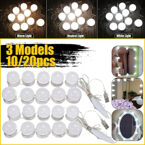 4/6/10pcs Bulbs LED Professional Makeup Mirror Light Hollywood Style LED Bulbs Vanity Makeup Dressing Table USB Mirror Lights - Image 4