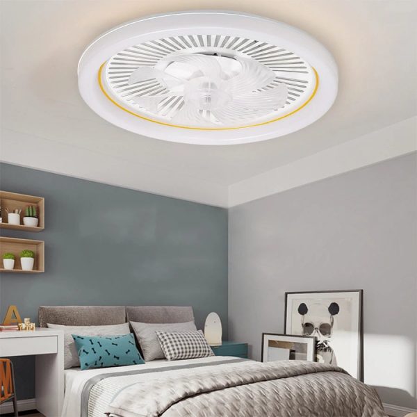 LED Minimalist Modern Ceiling Fan with Light Remote Control Bedroom Decoration Ventilation Light Energy-saving and Silent