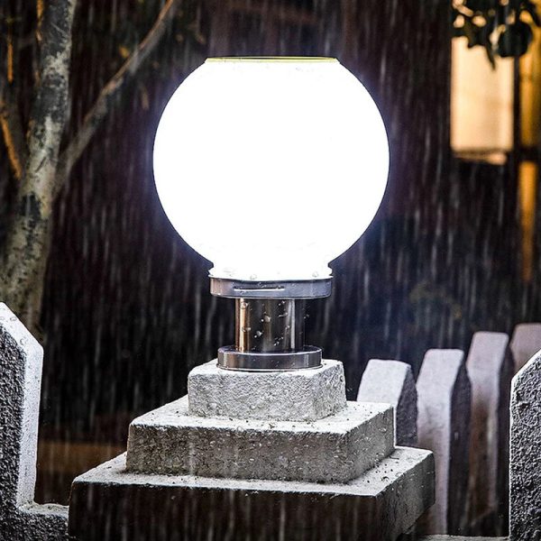20CM LED Solar Column Head Light Courtyard Corner Light Gate Column Light Lawn Garden Ball Wall Light Stone Column Ceiling Light - Image 3
