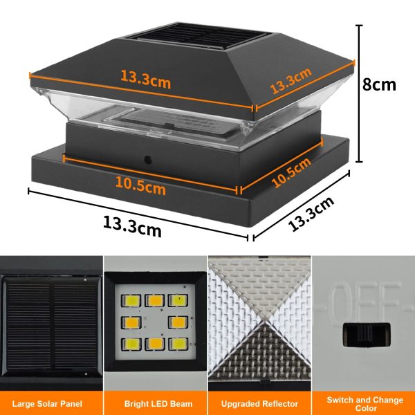2/4PCs Solar Light Outdoor IP65 Solar Post Light Villa Column Lamp Fence Gate Pillar Head LED Lamp For House Gate Patio Garden - Image 3