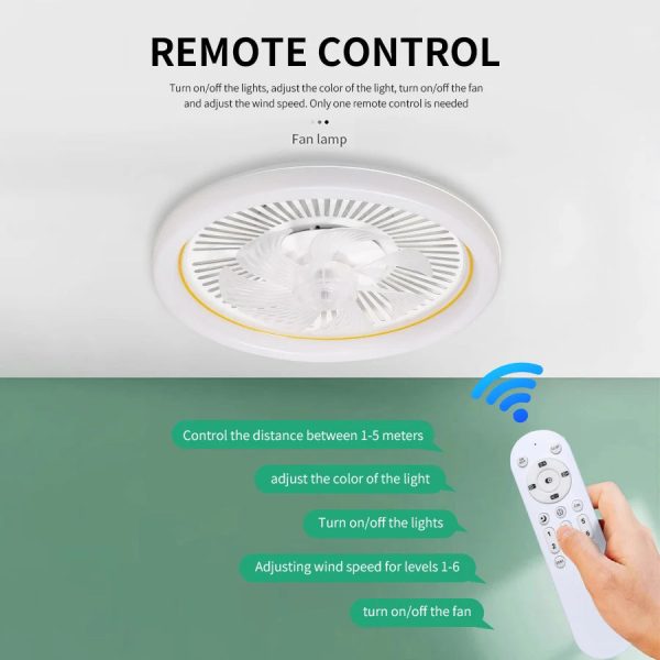 LED Minimalist Modern Ceiling Fan with Light Remote Control Bedroom Decoration Ventilation Light Energy-saving and Silent - Image 2