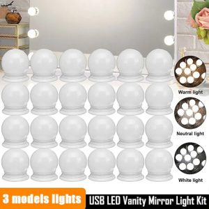 4/6/10pcs Bulbs LED Professional Makeup Mirror Light Hollywood Style LED Bulbs Vanity Makeup Dressing Table USB Mirror Lights