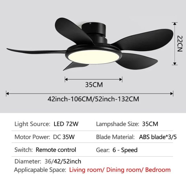 Modern LED 72W Low Floor DC Motor 30W Ceiling Fans With Remote Control Simple Ceiling Fan With Light Home Fan 85-265V - Image 6