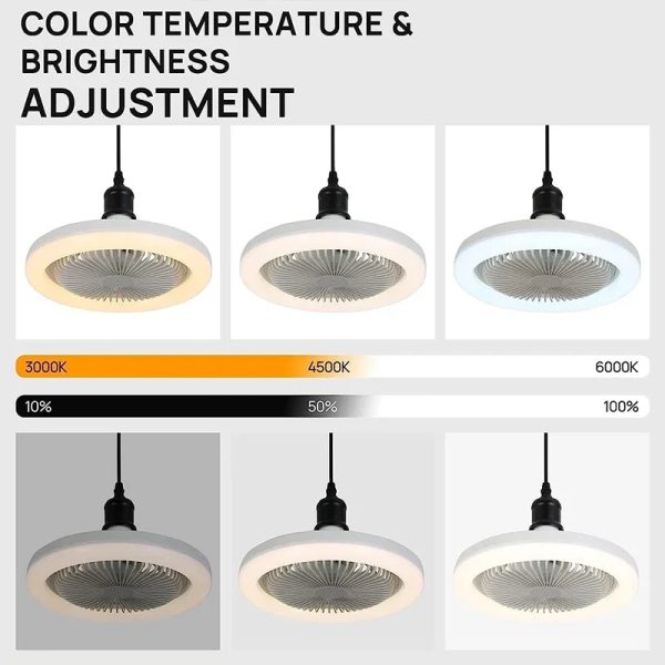 3In1 Ceiling Fan With Lighting Lamp E27 Converter Base With Remote Control For Bedroom Living Home Silent Ac85-265v - Image 6
