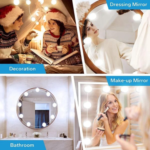 Vanity Light Bulbs For Mirror USB Cable Mirror Lights Vanity Lights Stick On With 10 Dimmable Bulbs, For Makeup Dressing - Image 6