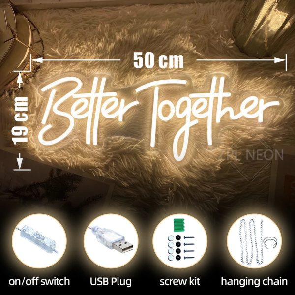 Better Together Neon Signs Wedding Decor Wall Hanging Neon Lights Bedroom Room Decor Party Personalize Gifts Engagement Led Sign - Image 2