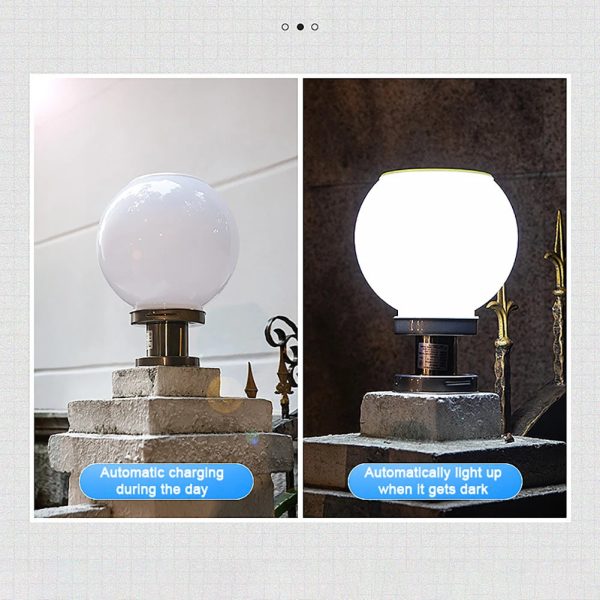 LED Solar Column Head Light Waterproof Courtyard Corner Light Gate Column Lawn Garden Ball Wall Lamp Outdoor Post Light - Image 5