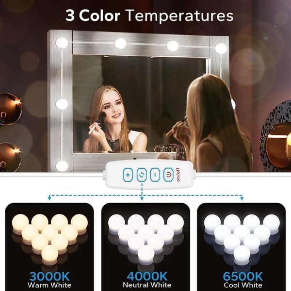 Vanity Light Bulbs For Mirror USB Cable Mirror Lights Vanity Lights Stick On With 10 Dimmable Bulbs, For Makeup Dressing - Image 5