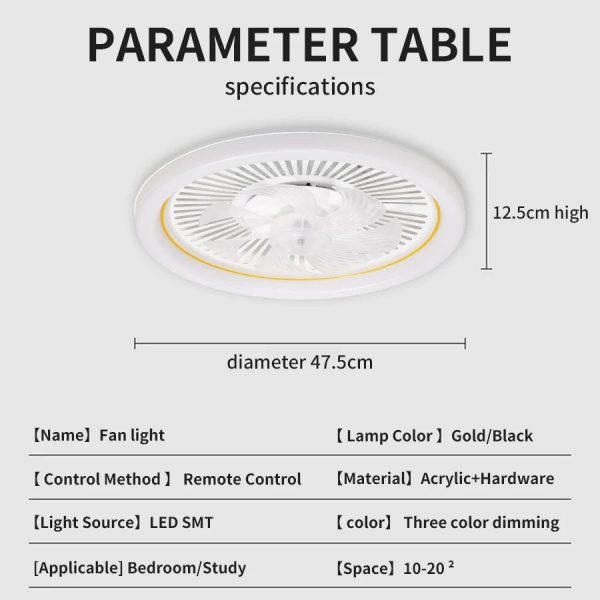LED Minimalist Modern Ceiling Fan with Light Remote Control Bedroom Decoration Ventilation Light Energy-saving and Silent - Image 6