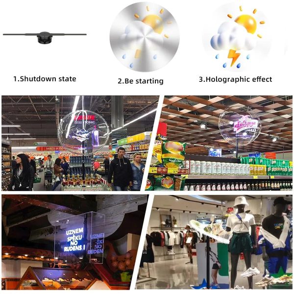 42cm 3D HD Hologram Fan Projector SD LED Sign Holographic Player Support Image Video Shop Bar Party Advertising Display Light - Image 2