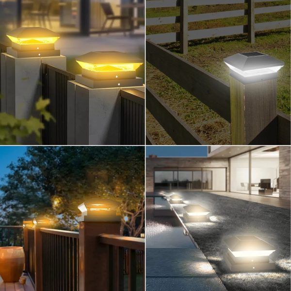 2/4pcs Solar Post Lamp 3000K 6000K Outdoor Garden Fence  Pillar Head Light For Villa Gate Landscape Decoration IP65 Column Lamp - Image 2