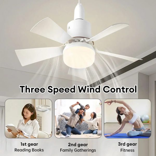 LED 30W Ceiling Fan Light E27 with Remote Dimming Function 85-265V Smart Silent Ceiling Fan for Home Bedroom Living Room - Image 5