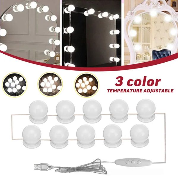 4/6/10pcs Bulbs LED Professional Makeup Mirror Light Hollywood Style LED Bulbs Vanity Makeup Dressing Table USB Mirror Lights - Image 3