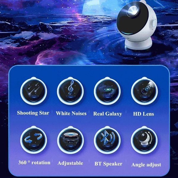 12 IN 1 Galaxy Star Projector with Meteor Bluetooth 360° Rotation Starry Sky Projector Night Light for Kids Gift Room Decor Lamp - Image 2