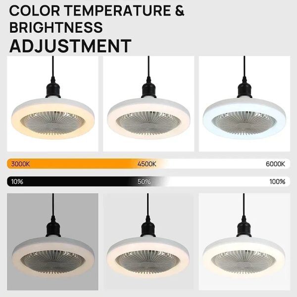 Smart 3-in-1 Ceiling Fan with Remote Control and 3-Speed E27 AC85-265V Lighting Base for Bedroom and Living Room Lighting - Image 6