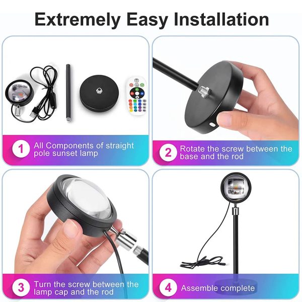 16 Colors RGB Photography Sunset Lamp Led Usb Projector Night Light Remote Neon Bedroom Home Coffee Store Wall Decoration Gift - Image 5
