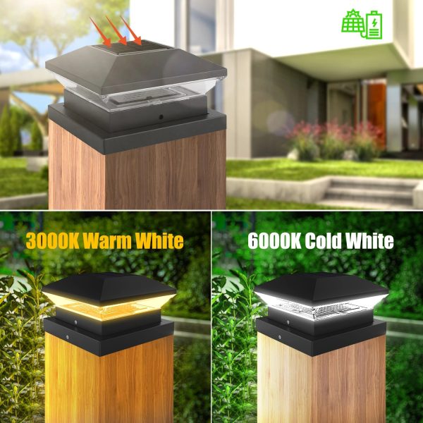 2/4pcs Solar Post Lamp 3000K 6000K Outdoor Garden Fence  Pillar Head Light For Villa Gate Landscape Decoration IP65 Column Lamp - Image 5