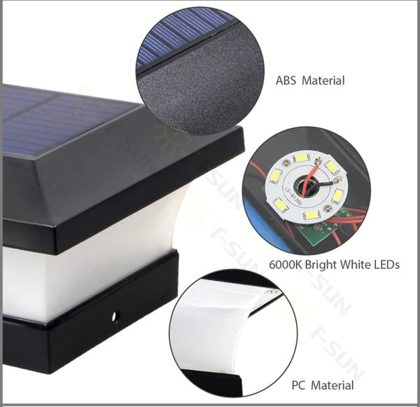 1-4pcs Solar Light Outdoor LED Post Deck Cap Fence Landscape Lamp Waterproof IP65 Garden Gate Solar Powered Lamp Decoration - Image 4