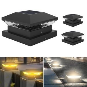 2/4pcs Solar Post Lamp 3000K 6000K Outdoor Garden Fence  Pillar Head Light For Villa Gate Landscape Decoration IP65 Column Lamp