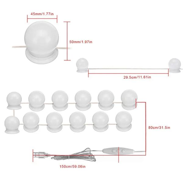 4/6/10pcs Bulbs LED Professional Makeup Mirror Light Hollywood Style LED Bulbs Vanity Makeup Dressing Table USB Mirror Lights - Image 6