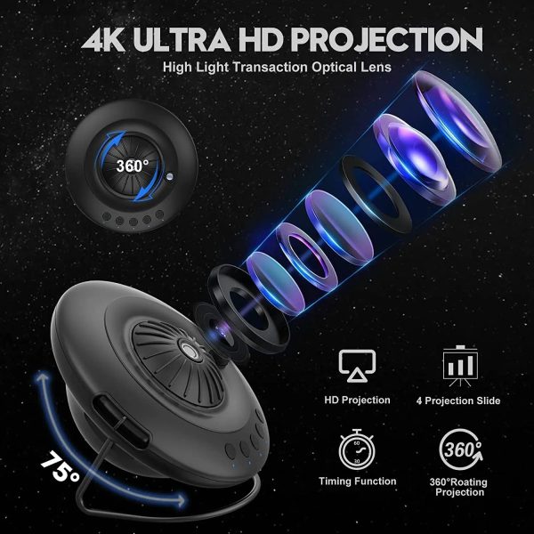 8 in 1 LED UFO Star Projector Night Light Projection Galaxy Starry Sky Rechargeable Projector Lamp Kids Room Ceiling Decoration - Image 2