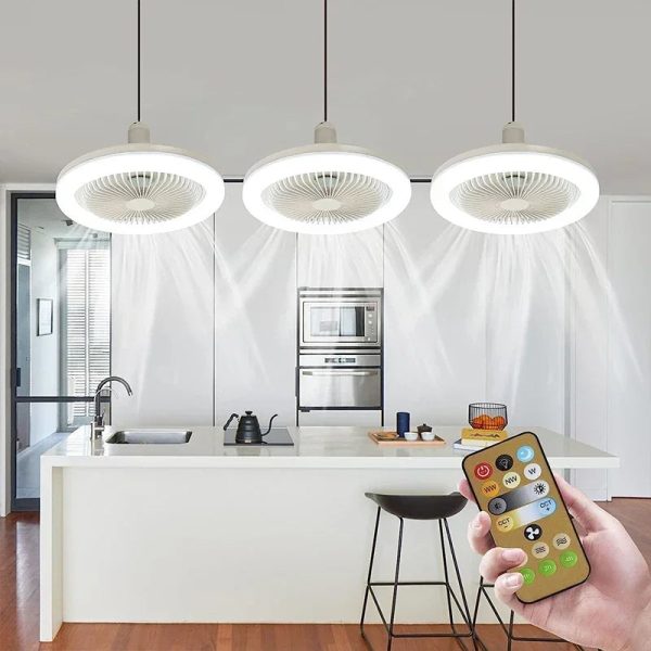 Smart 3-in-1 Ceiling Fan with Remote Control and 3-Speed E27 AC85-265V Lighting Base for Bedroom and Living Room Lighting - Image 2