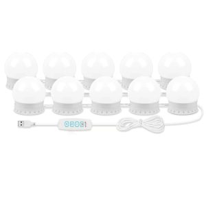 USB Cable Mirror Lights Vanity Lights Stick On With 10 Dimmable Bulbs, For Makeup Dressing