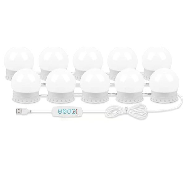 USB Cable Mirror Lights Vanity Lights Stick On With 10 Dimmable Bulbs, For Makeup Dressing
