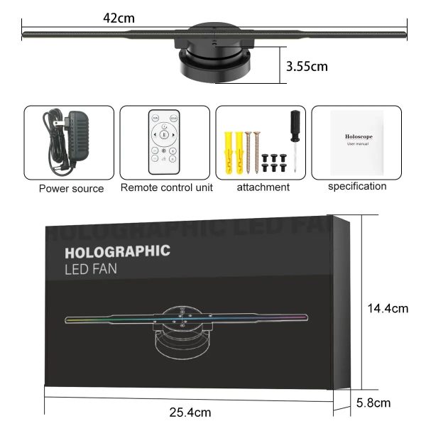 42cm 3D HD Hologram Fan Projector SD LED Sign Holographic Player Support Image Video Shop Bar Party Advertising Display Light - Image 3