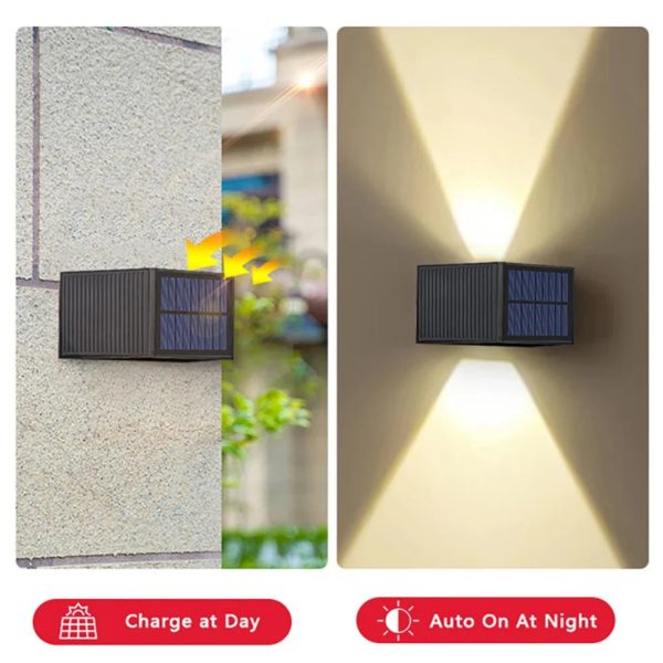 LED Solar Wall Light IP65 Waterproof 100 Lumens Up And Down Illuminate Solar Lamp For Garden Porch Garage Courtyard Gate - Image 4