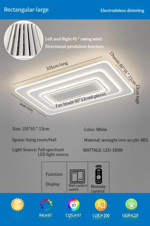 Bladeless Ceiling Fan With Lights Remote Control Modern Fan Lighting For Living Room Bedroom Led Ceiling Fan - Image 7