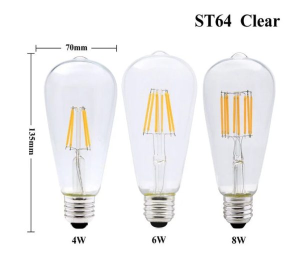 6PCS LED St64 E27 2W 4W 6W 8W 10W 12W 16W 4000K Weiß Warm Intage Edison Glühbirne dimmbar E27 B22 110V 220V Energie lampe - Image 5