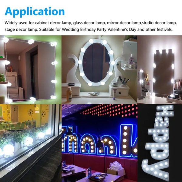 4/6/10pcs Bulbs LED Professional Makeup Mirror Light Hollywood Style LED Bulbs Vanity Makeup Dressing Table USB Mirror Lights - Image 2