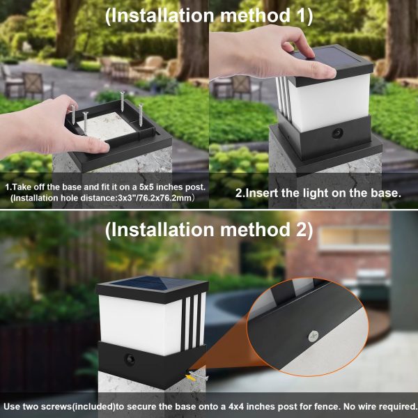 Solar Garden Light Outdoor Patio Fence Gate Street Lamp Waterproof Solar Post Light for Porch Stairs Lawn Courtyard Garden decor - Image 4