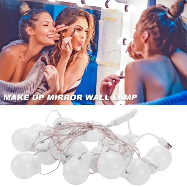 3 Modes Colors Makeup Mirror Light LED Touch-Dimming Vanity Dressing Lamp Bulb USB 12V Make Up Mirror Wall Lamp - Image 4