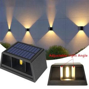 LED Solar Wall Light IP65 Waterproof 100 Lumens Up And Down Illuminate Solar Lamp For Garden Porch Garage Courtyard Gate